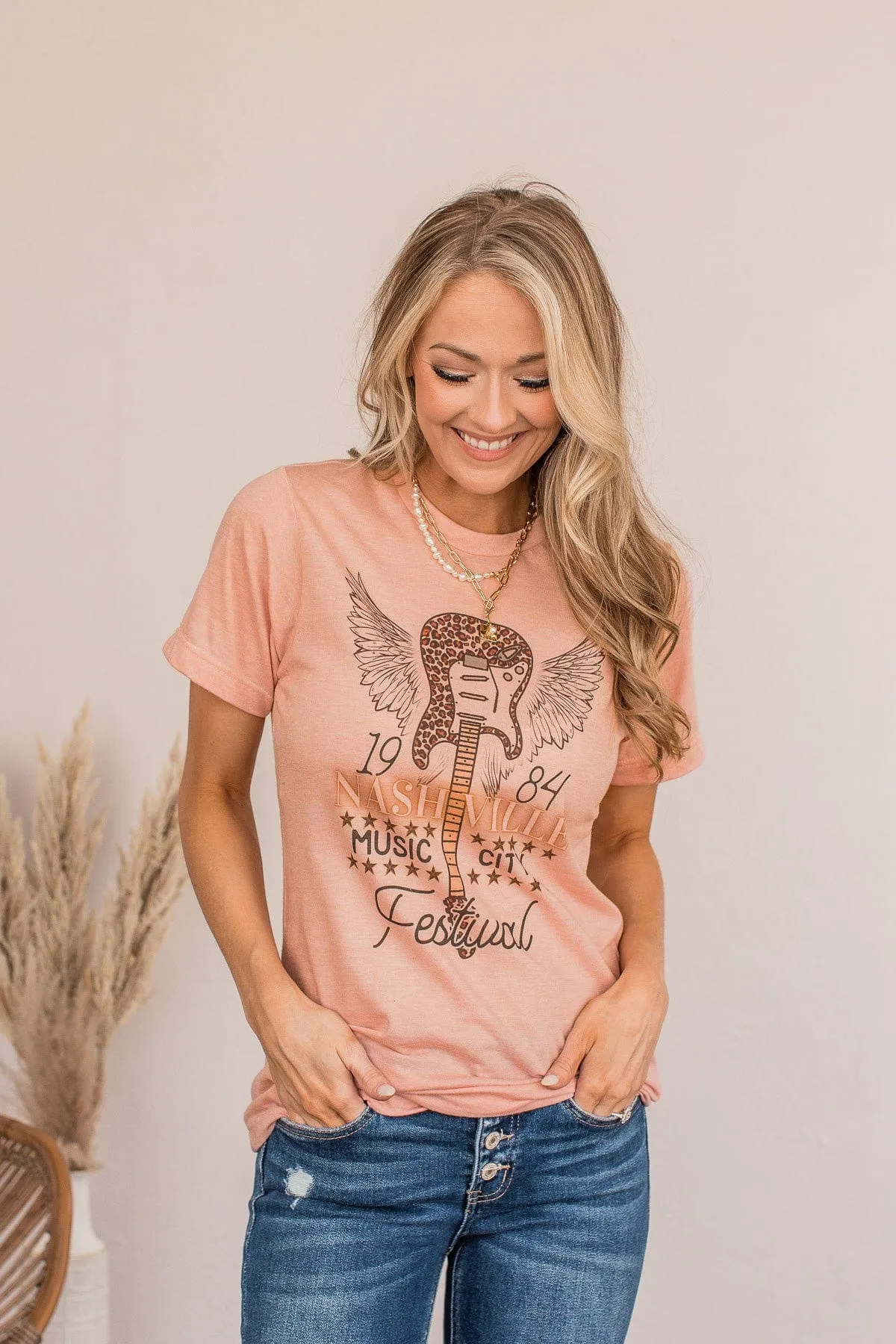 "Nashville Festival" Graphic Tee- Peach