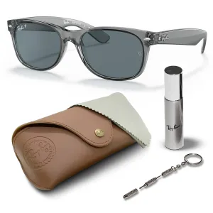 Ray-Ban RB2132 NEW WAYFARER Classic Polarized Square Shape Sunglasses With Eyewear Kit Bundle - High Bridge Fit - Casual Wear Square Sunglasses