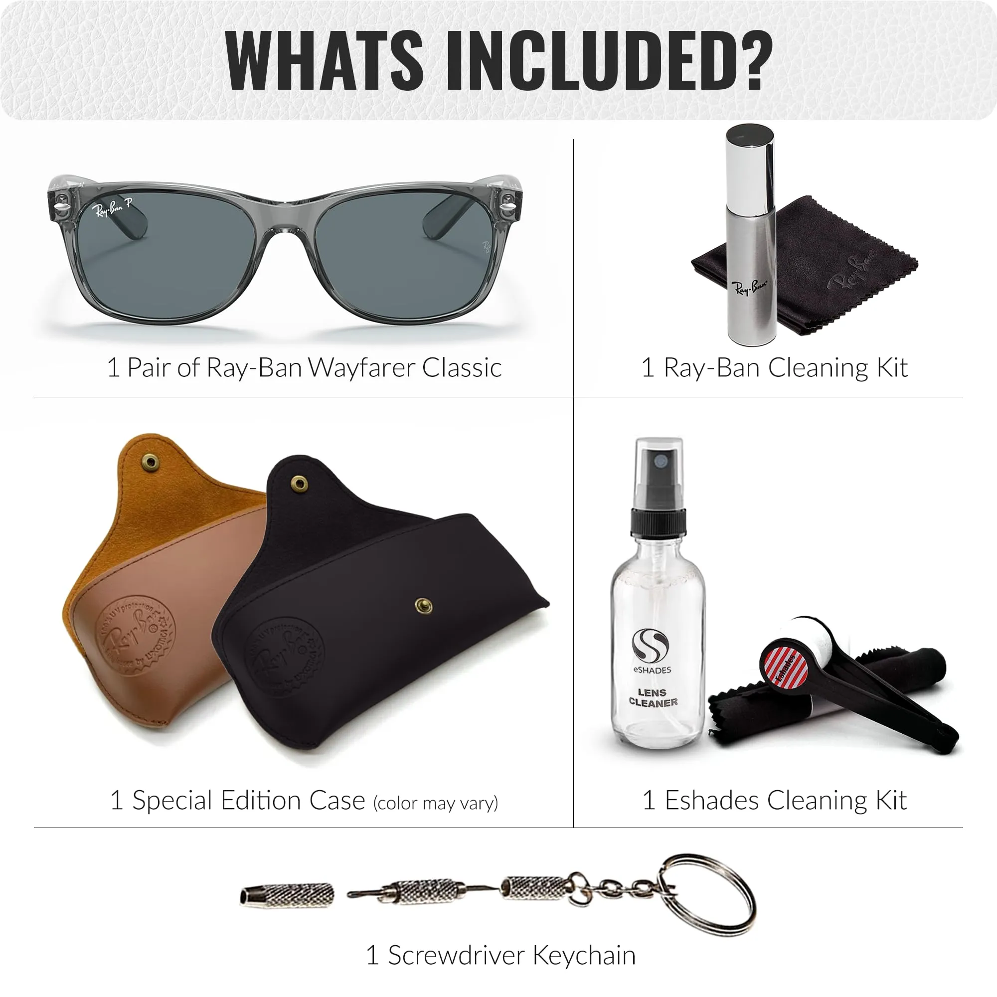 Ray-Ban RB2132 NEW WAYFARER Classic Polarized Square Shape Sunglasses With Eyewear Kit Bundle - High Bridge Fit - Casual Wear Square Sunglasses