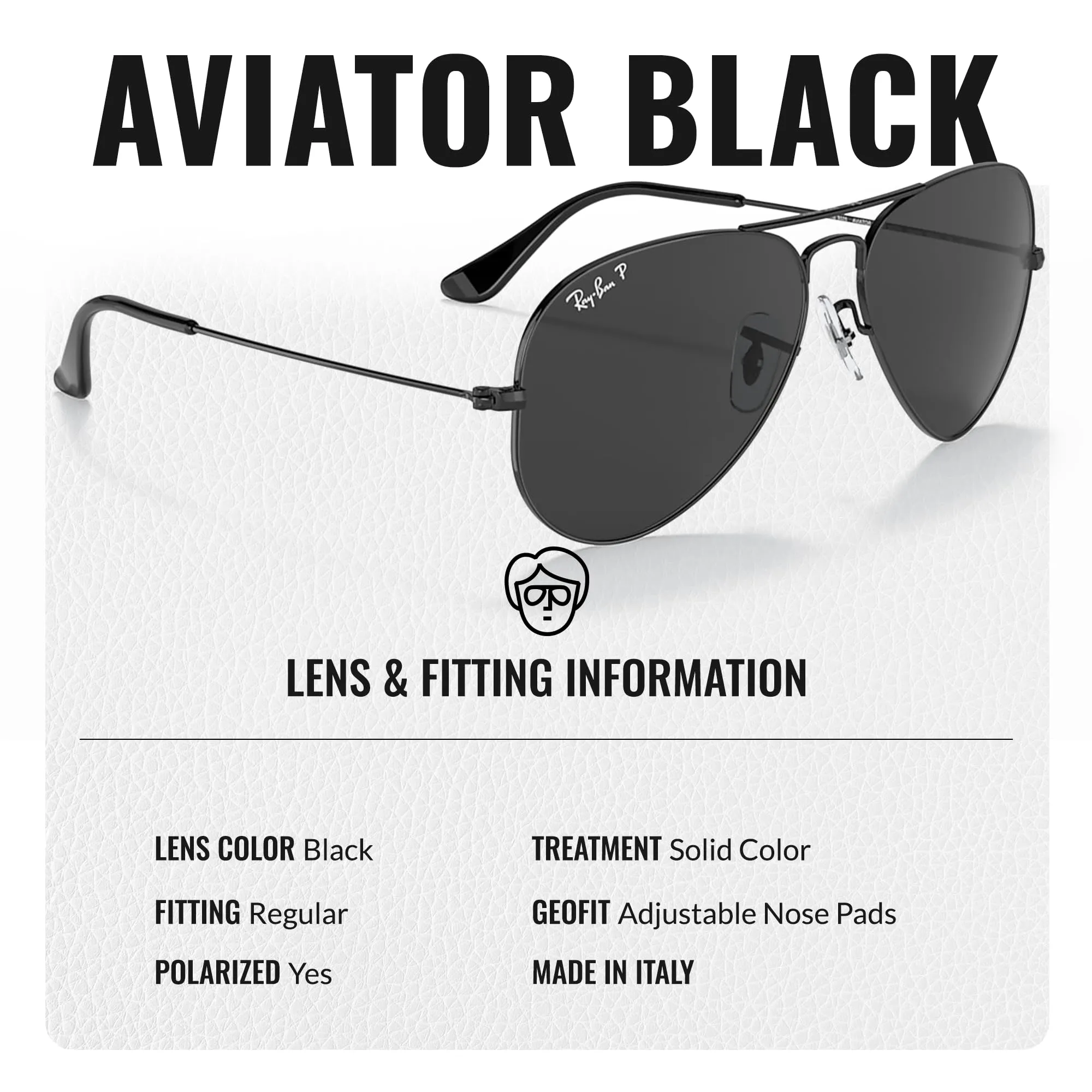 Ray-Ban RB3025 Classic Total Black Collection Polarized Aviator Shape Sunglasses With Eyewear Kit Bundle - Adjustable Nose Pads - Casual Wear Retro Sunglasses