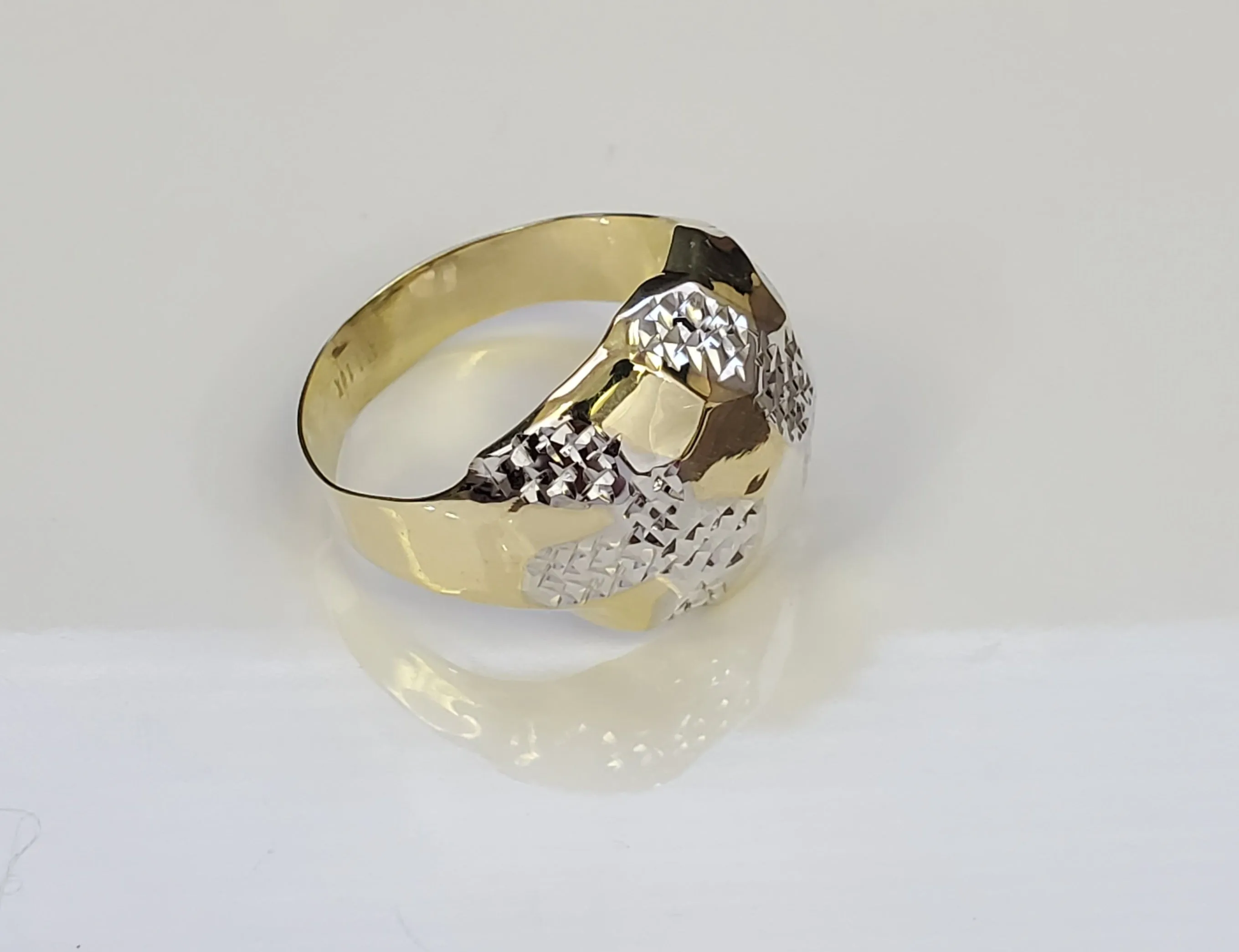 Real 10K Solid Yellow & White Gold Soccer Ball Ring