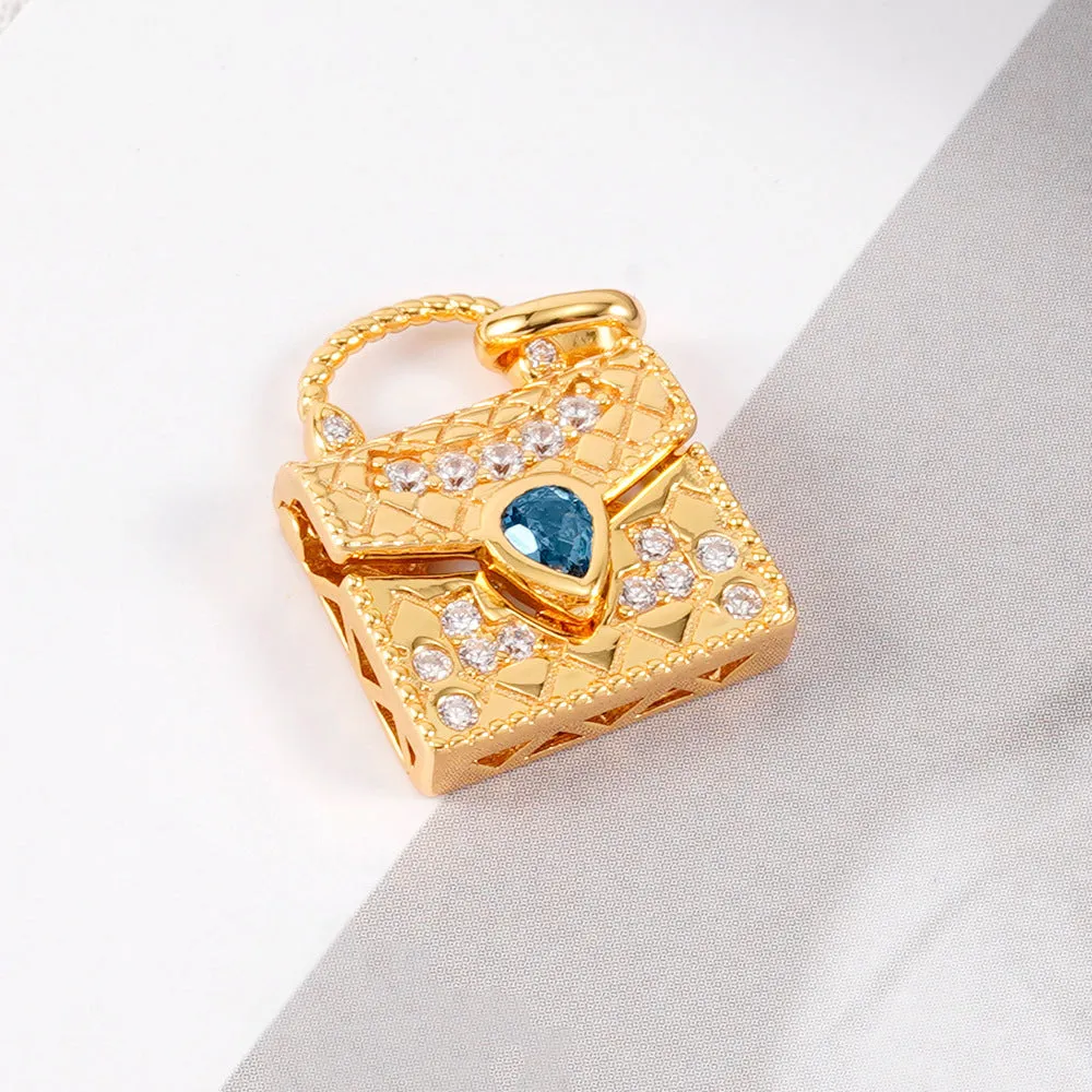 Real Solid 925 Sterling Silver Pendant Natural Pear London Blue Topaz Handbag Beautiful Jewelry