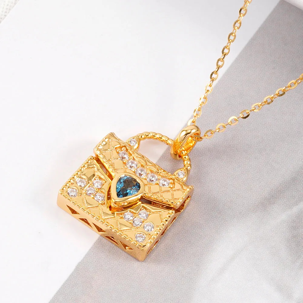 Real Solid 925 Sterling Silver Pendant Natural Pear London Blue Topaz Handbag Beautiful Jewelry