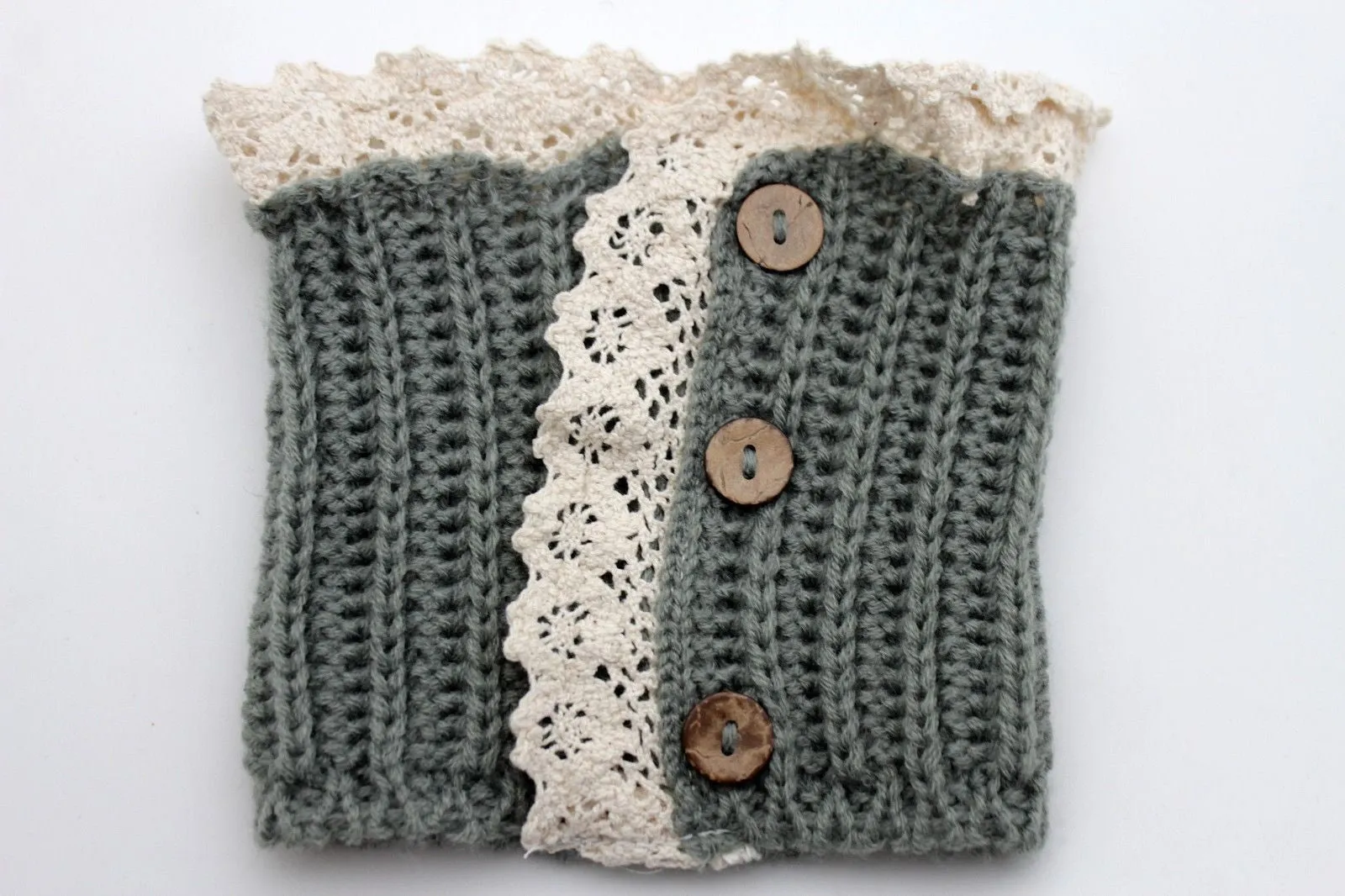 Red Blue Gray Pair Boots Cover Toppers Slip On Booties Knit Crochet Accessories