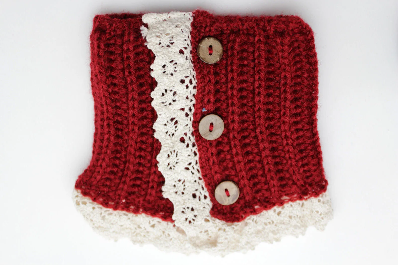 Red Blue Gray Pair Boots Cover Toppers Slip On Booties Knit Crochet Accessories
