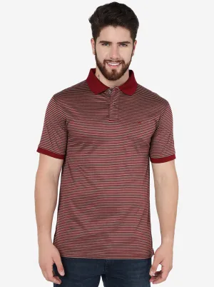 Red Striped Slim Fit Polo T-Shirt | JadeBlue
