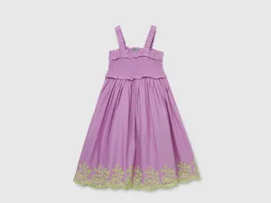 Regular-Fit Embroidered Cutwork Ruched Dress