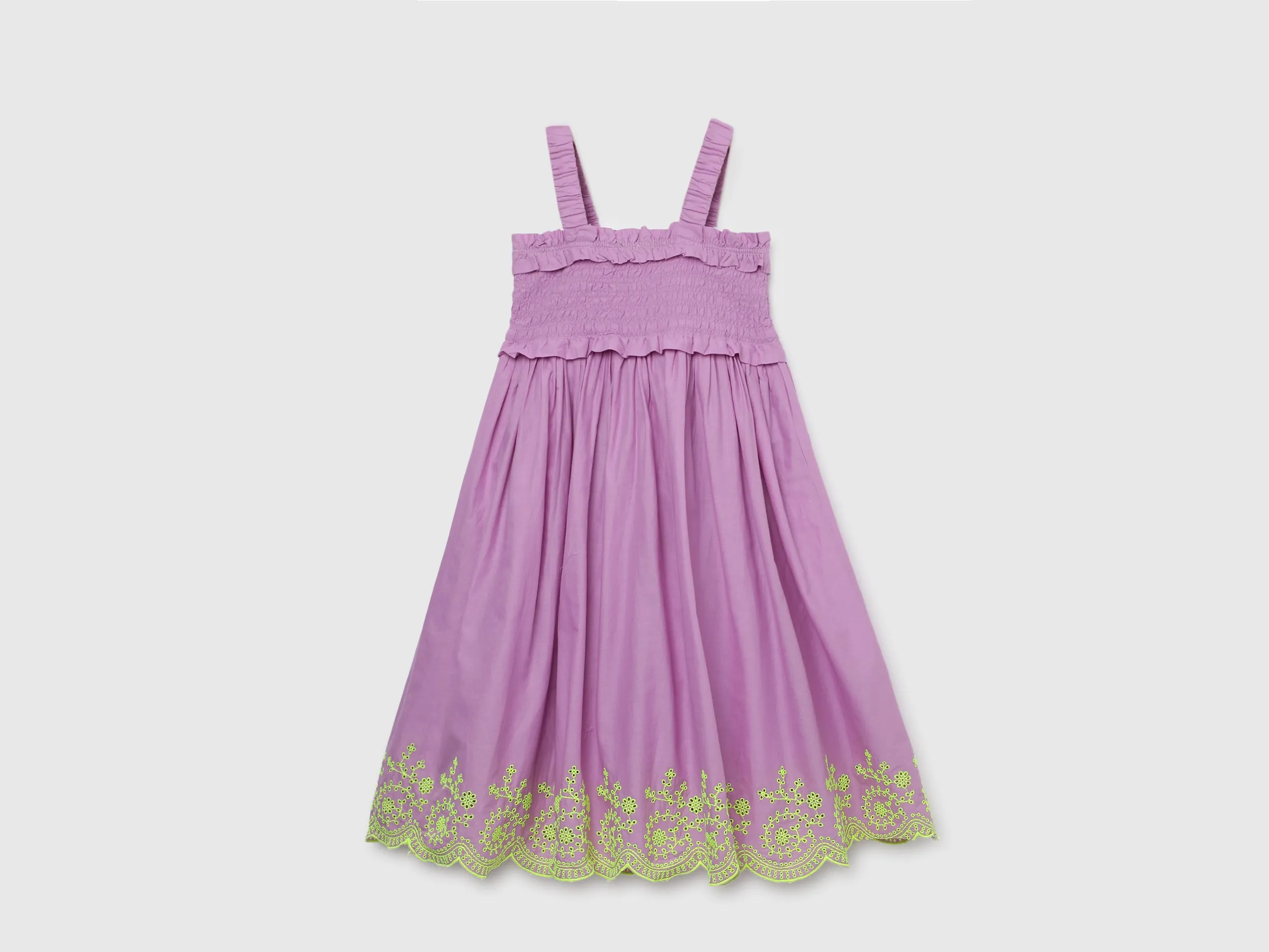 Regular-Fit Embroidered Cutwork Ruched Dress