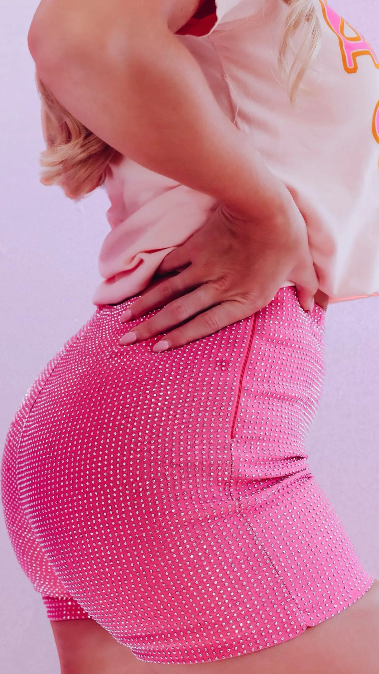 Rhianna Rhinestone Shorts - Bubble Gum Pink