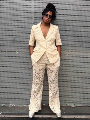 Ritta Lace Trousers - Sandshell