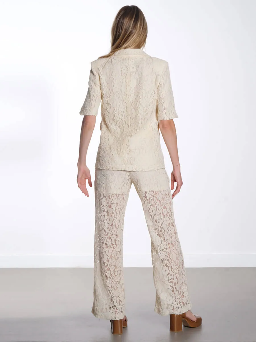 Ritta Lace Trousers - Sandshell