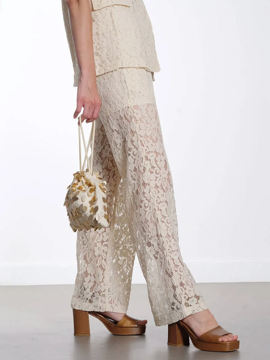 Ritta Lace Trousers - Sandshell