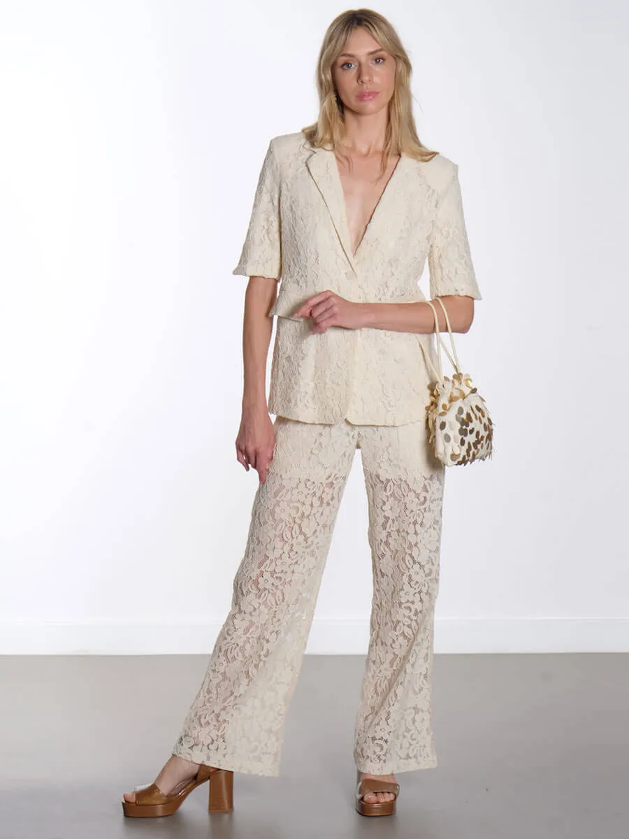 Ritta Lace Trousers - Sandshell
