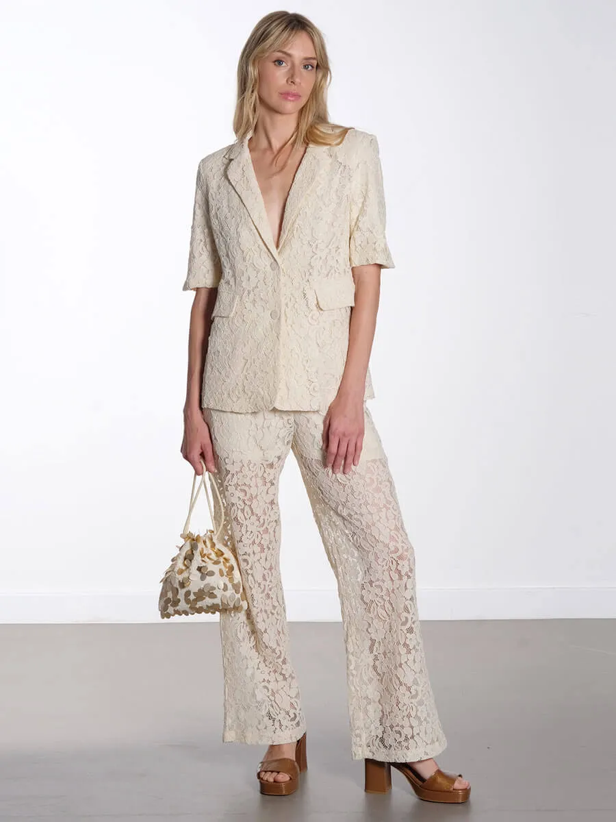 Ritta Lace Trousers - Sandshell