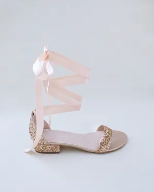Rock Glitter Low Block Heel Ballerina Evening Sandals