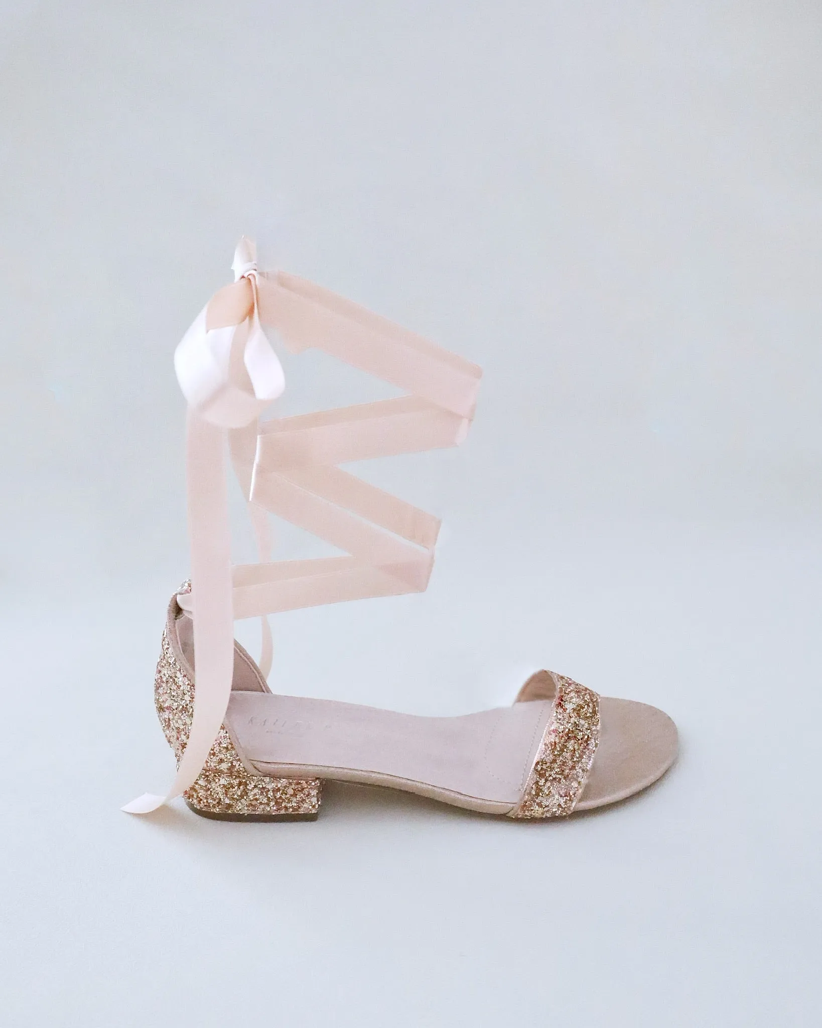 Rock Glitter Low Block Heel Ballerina Evening Sandals