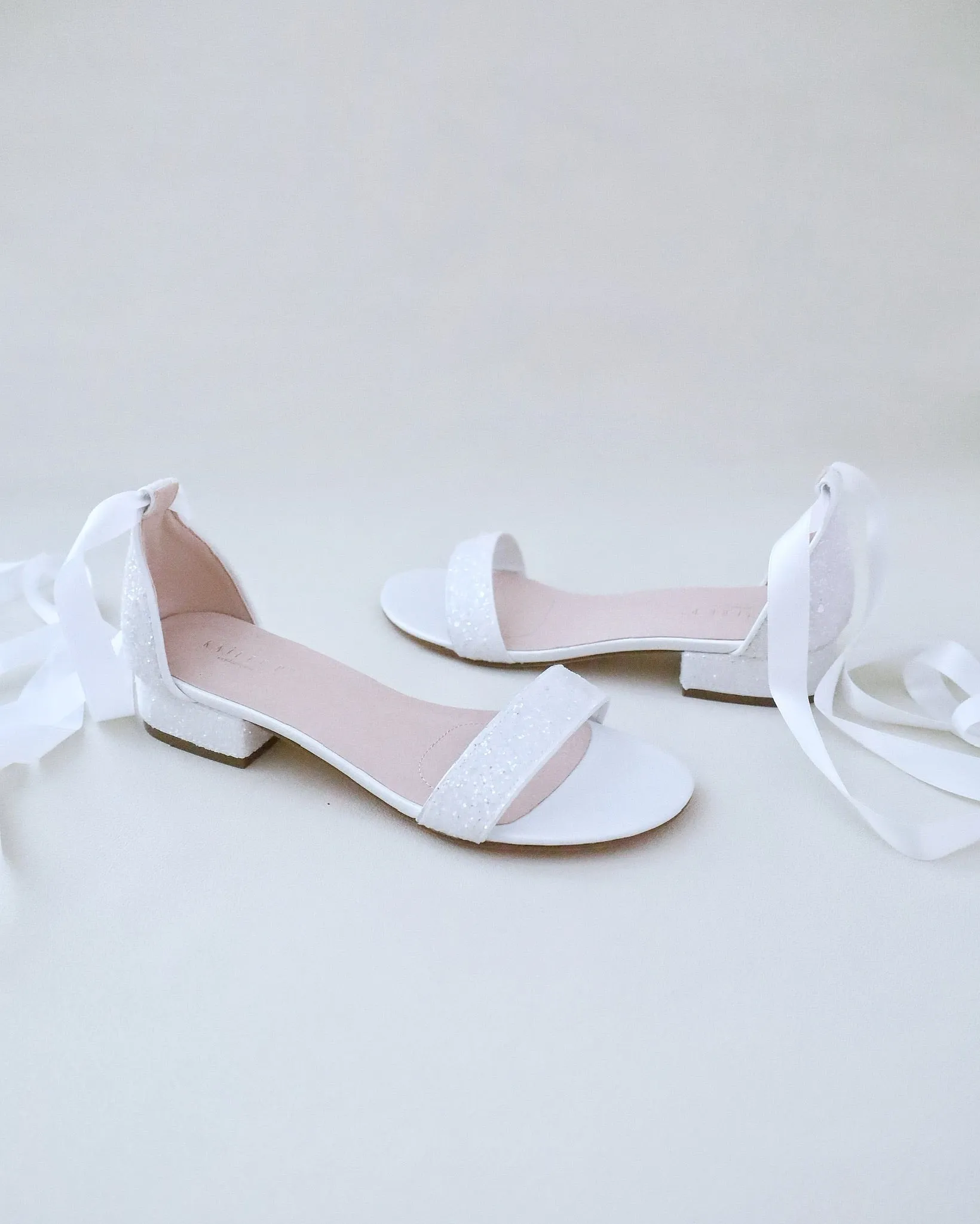 Rock Glitter Low Block Heel Ballerina Wedding Sandals