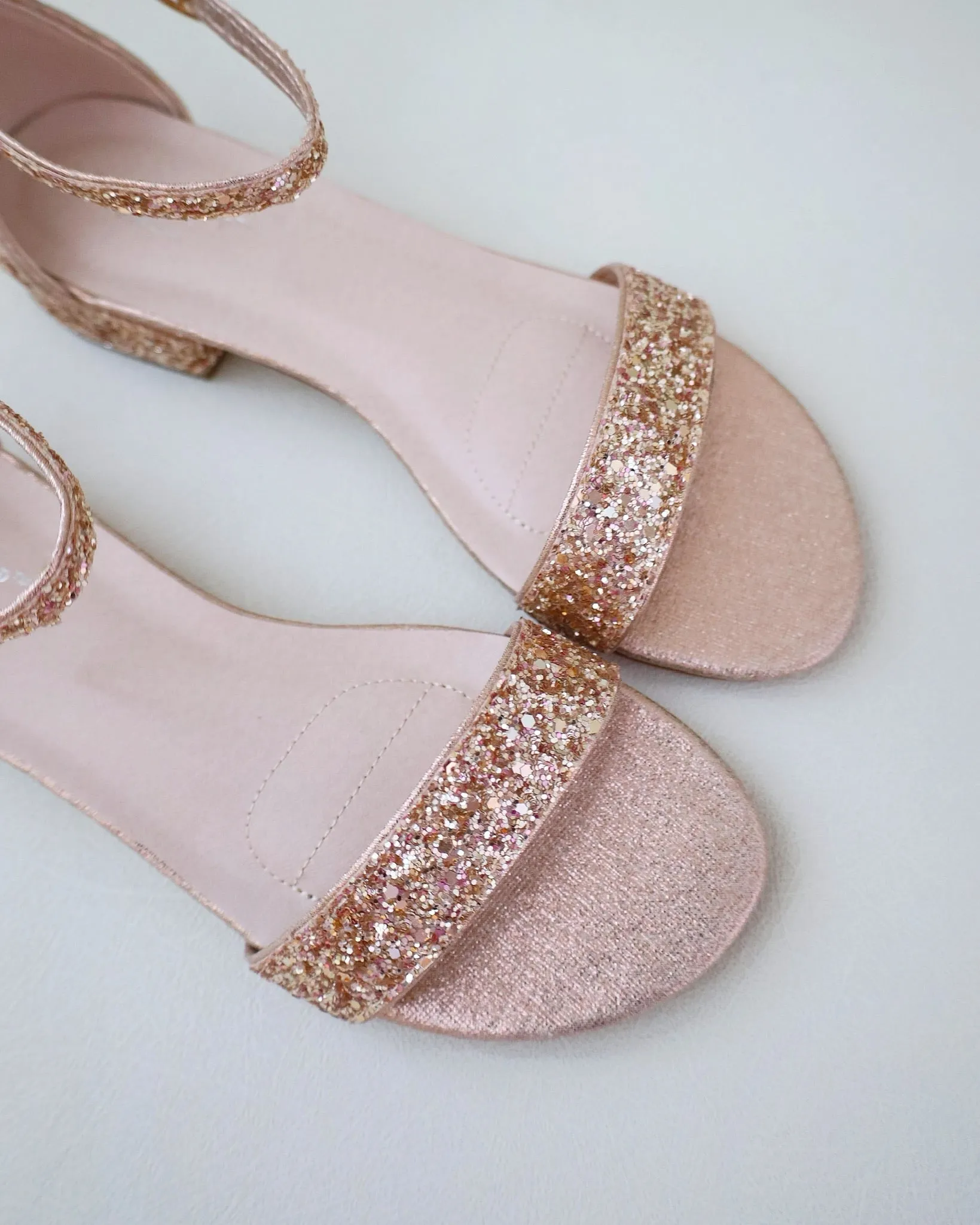 Rock Glitter Low Block Heel Wedding Sandals