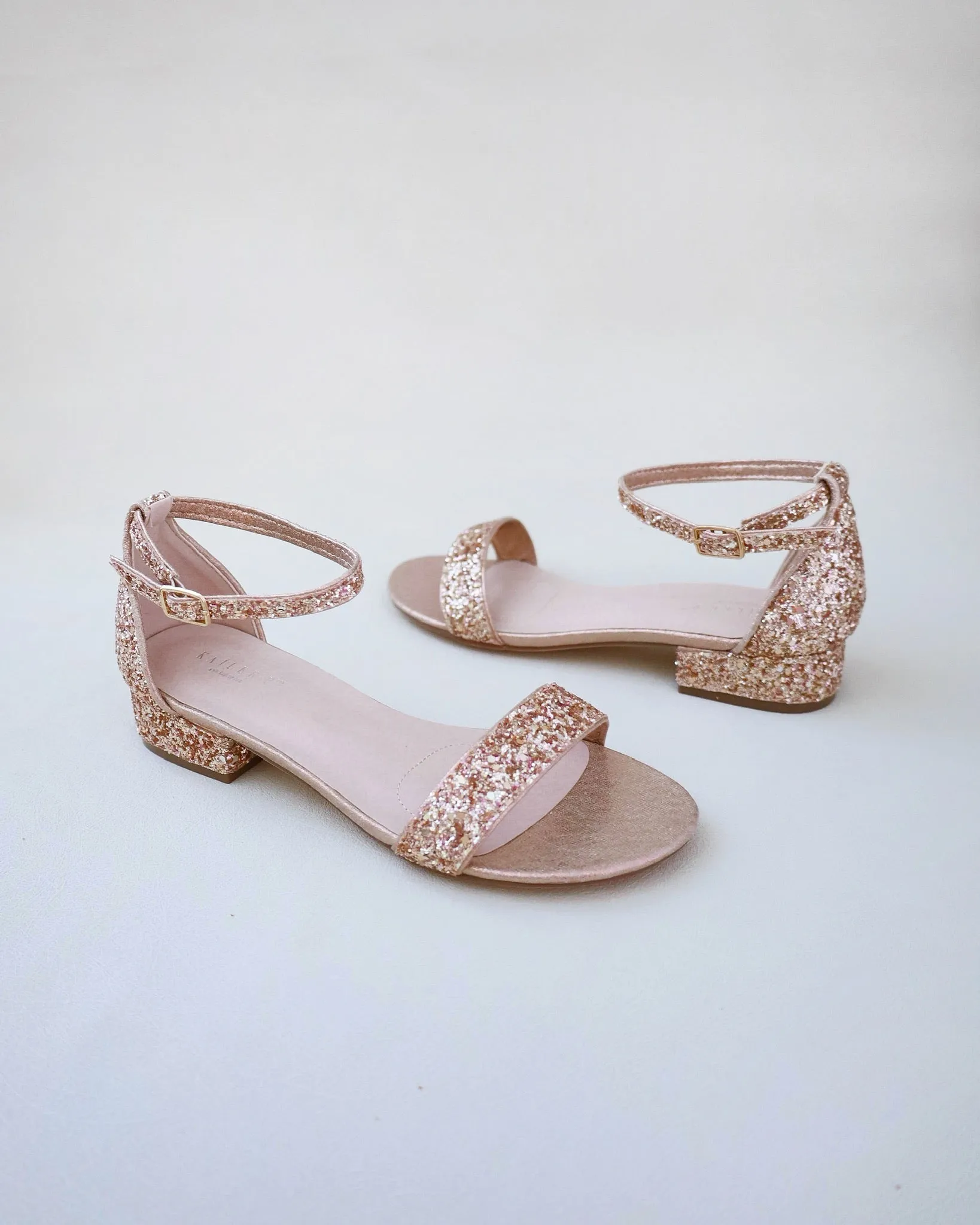 Rock Glitter Low Block Heel Wedding Sandals