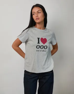 Saki Tee in Grey Marl with I Love OOO Graphic