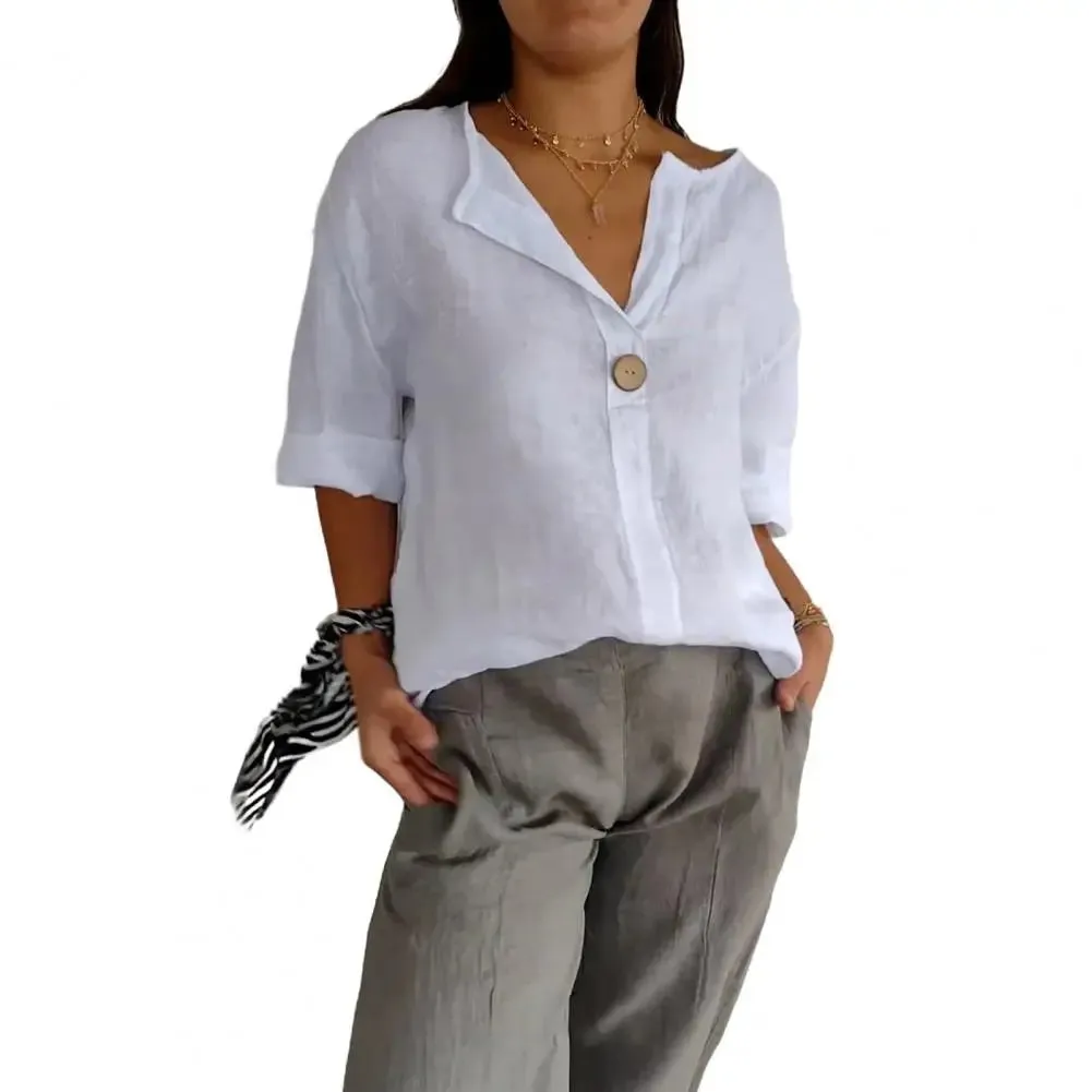 SARAH | V-neck Quarter Sleeve Blouse.
