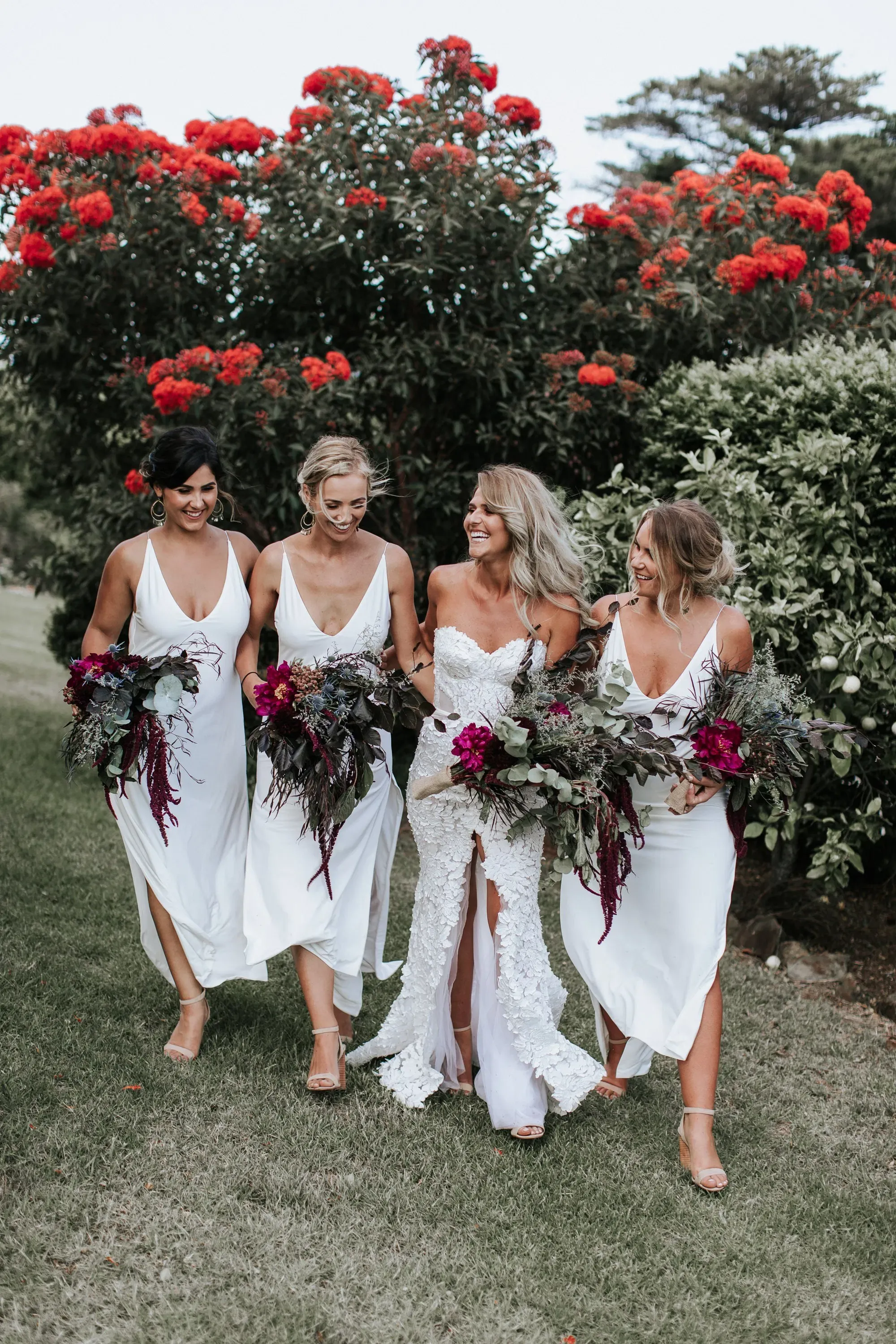 Sheath Deep V-neck Sexy Sleeveless Bridesmaid Dresses With Split, BD0624