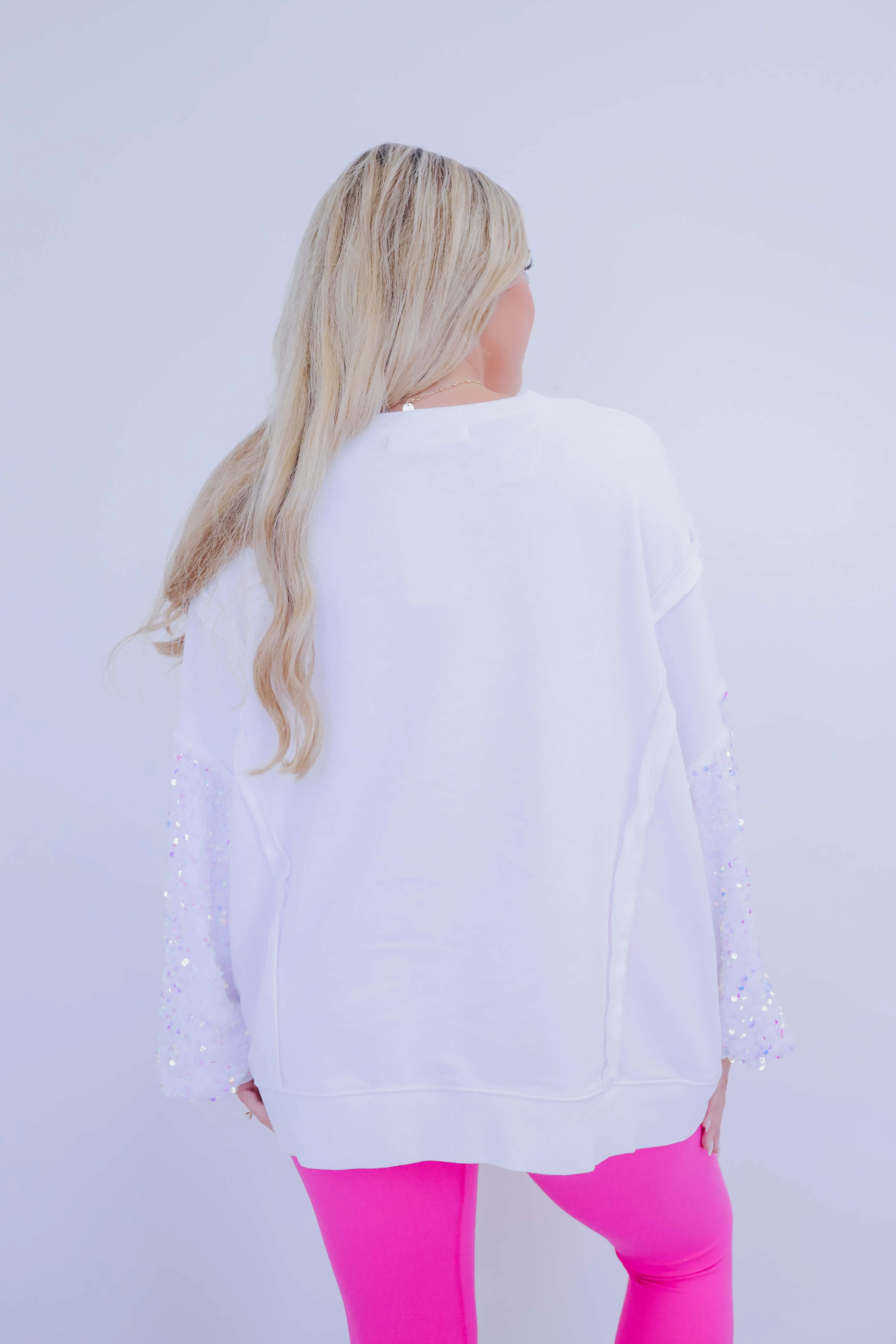 Shimmer Sleeve Oversized Sweatshirt - 2 Colors