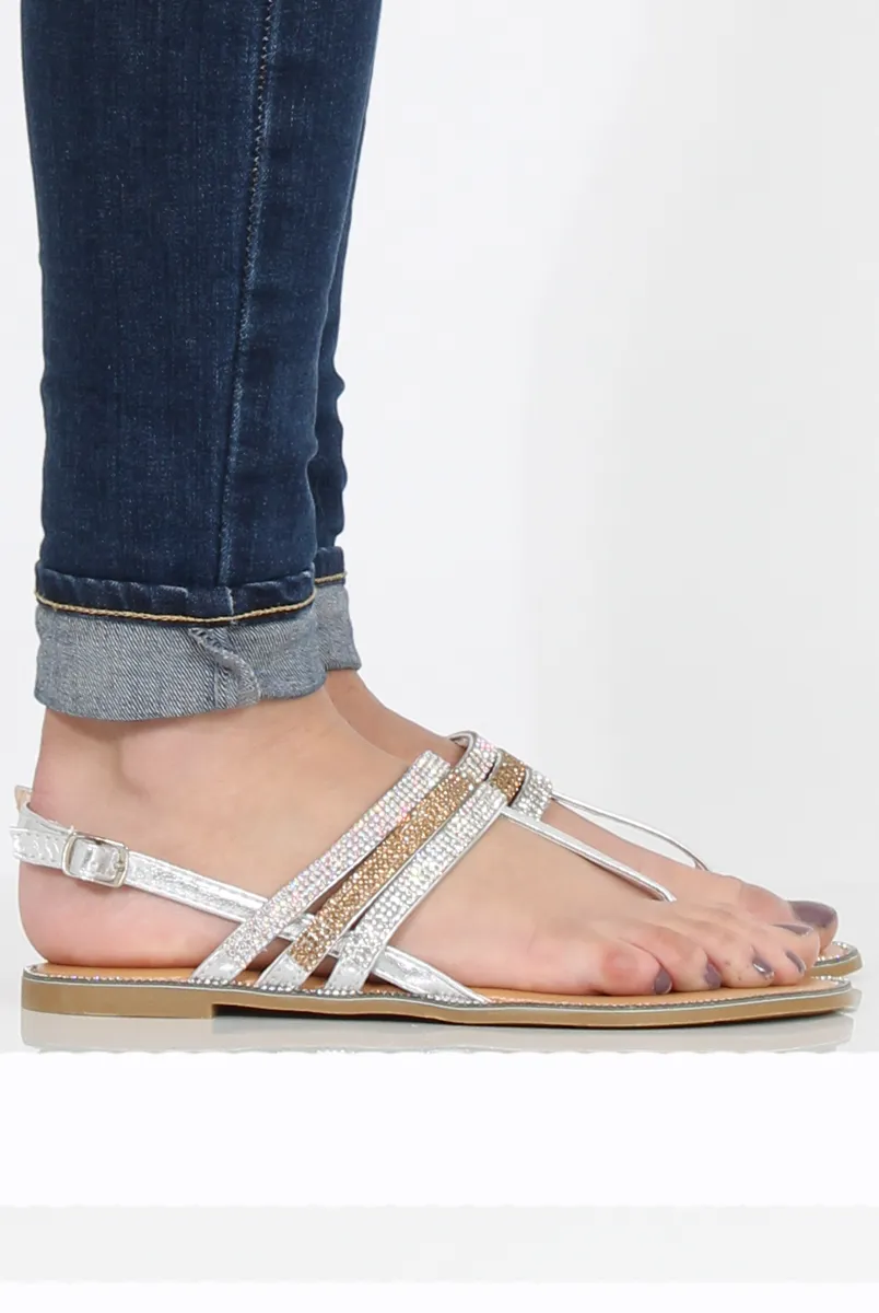 Silver Sparkle Sling Back Sandals- Lula