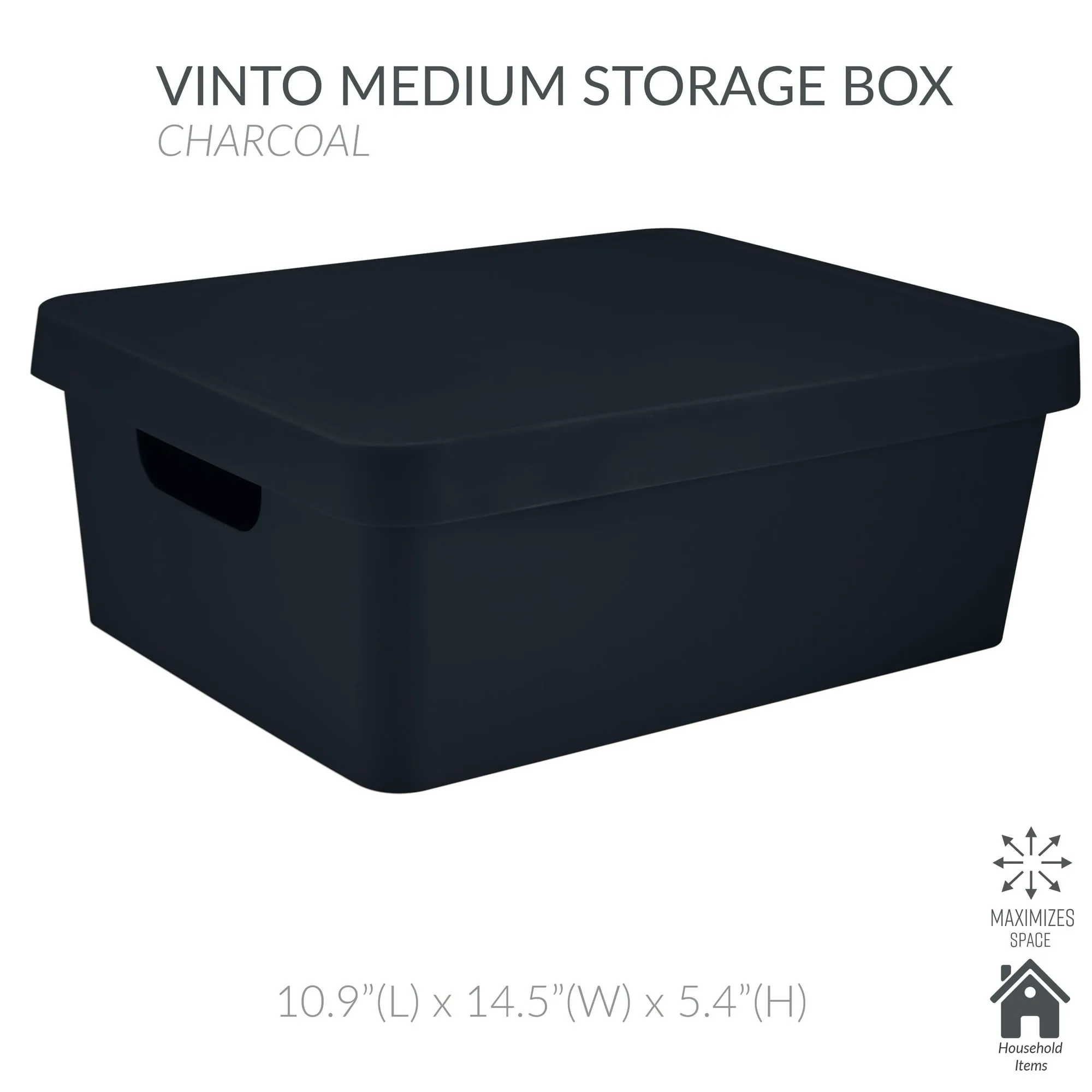 Simplify Medium Vinto Storage Box with Lid in Black