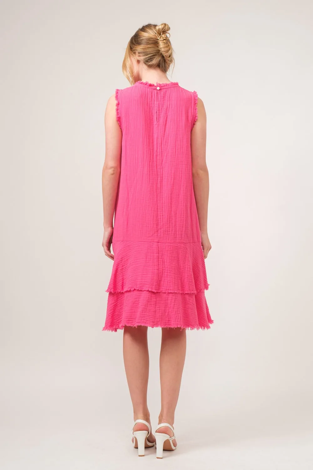 Sirena Washed Fringe Detail Tiered Dress
