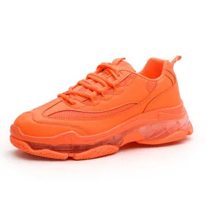 Solid Fashion Street Shoes Men Transparent Sole Chunky Sneakers Men Chaussure Homme Dad Shoes Orange Green Yellow