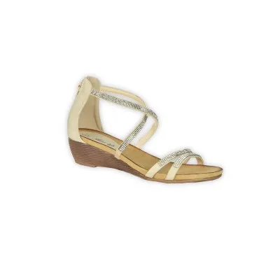 Sparkly Cross Ankle Sandals - Beige
