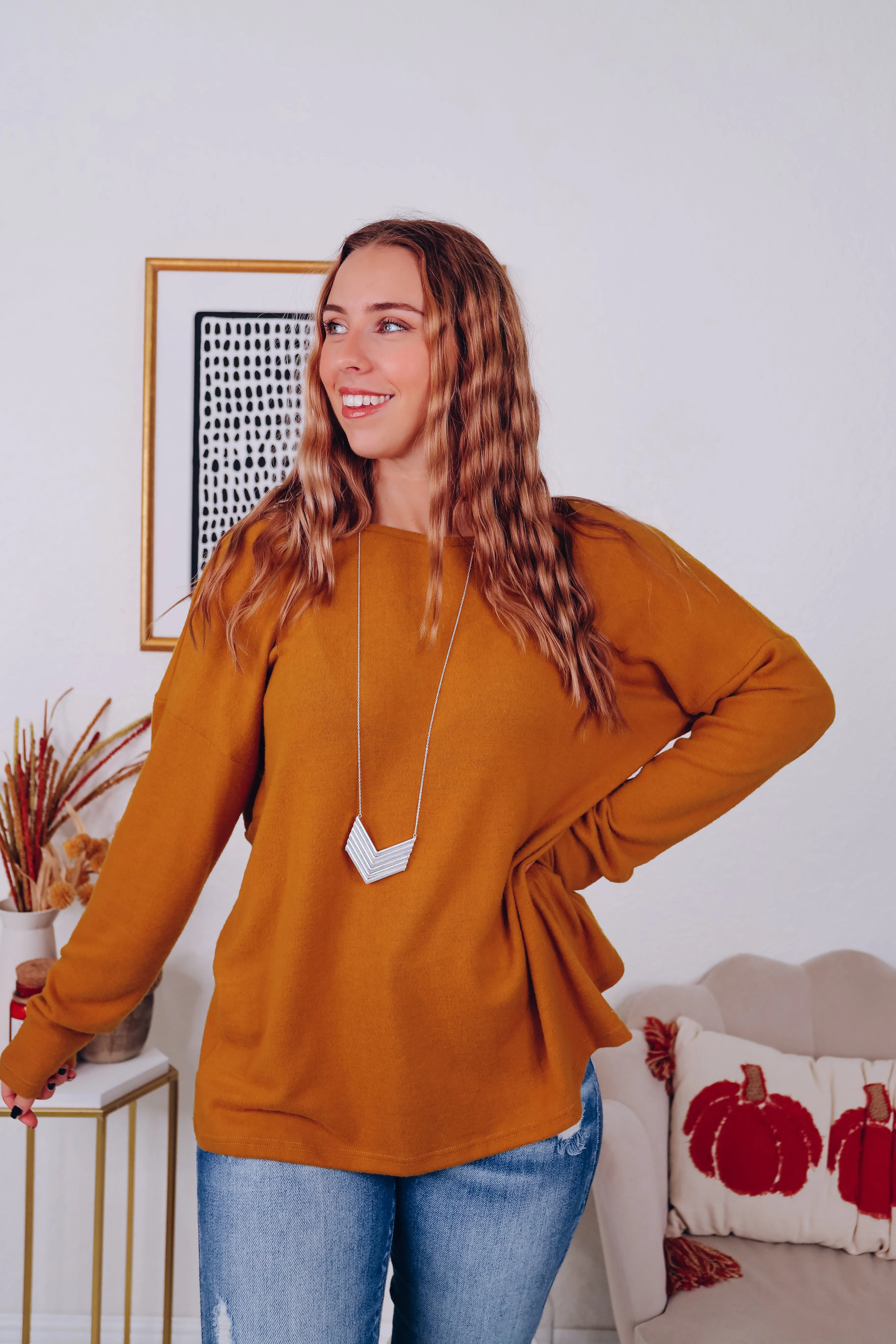 Speechless Surprise Back Top - Mustard
