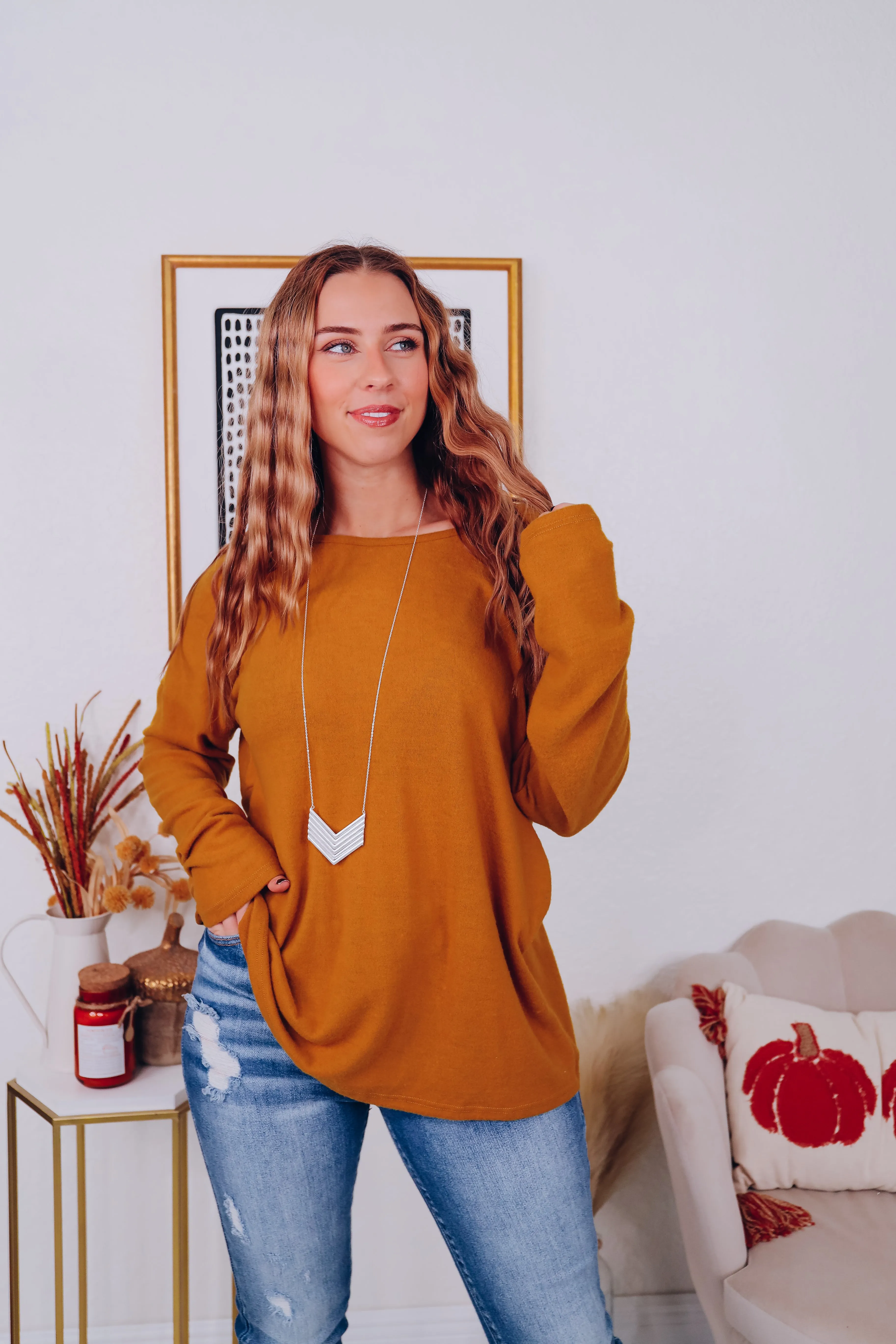 Speechless Surprise Back Top - Mustard