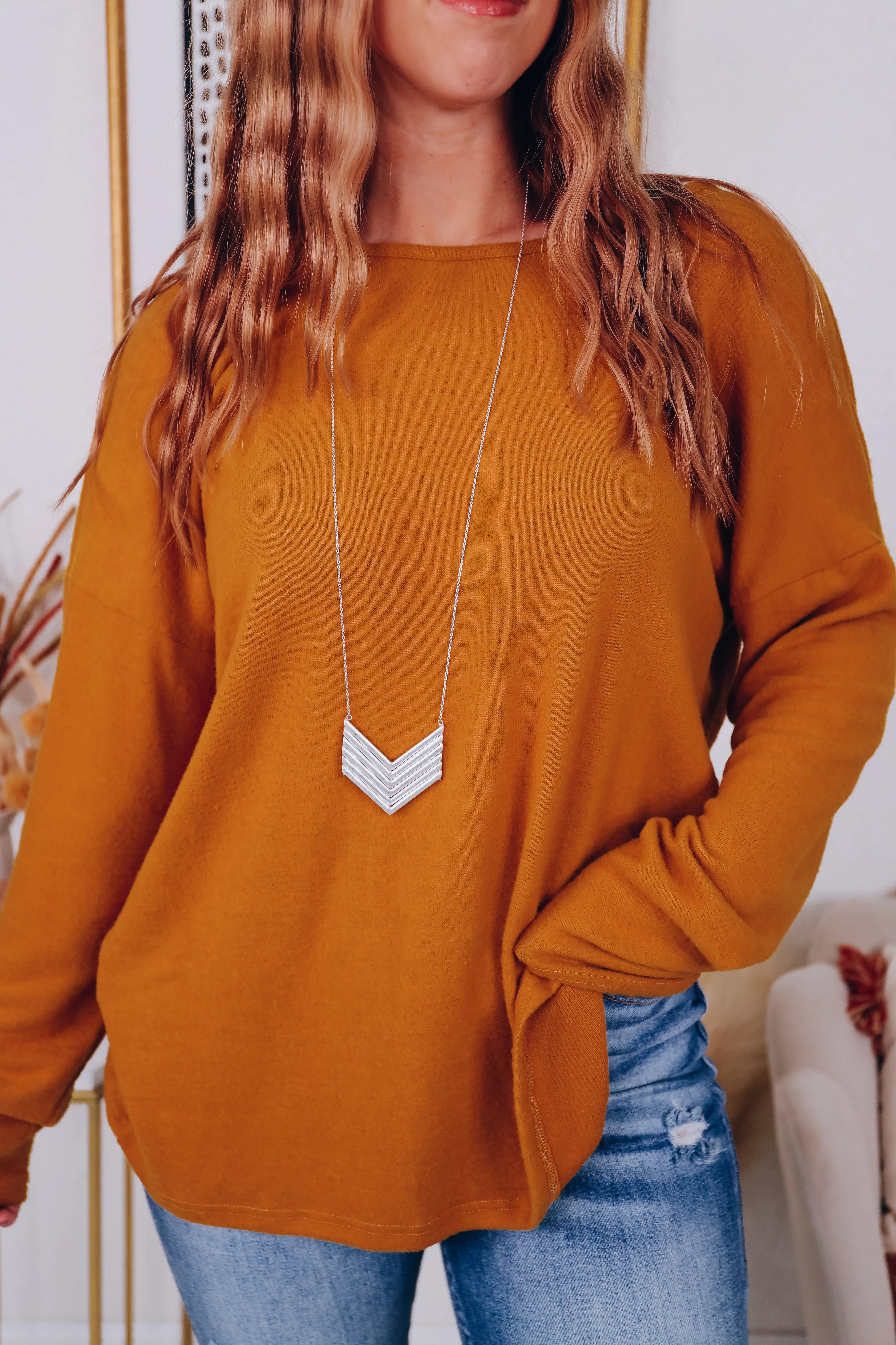 Speechless Surprise Back Top - Mustard