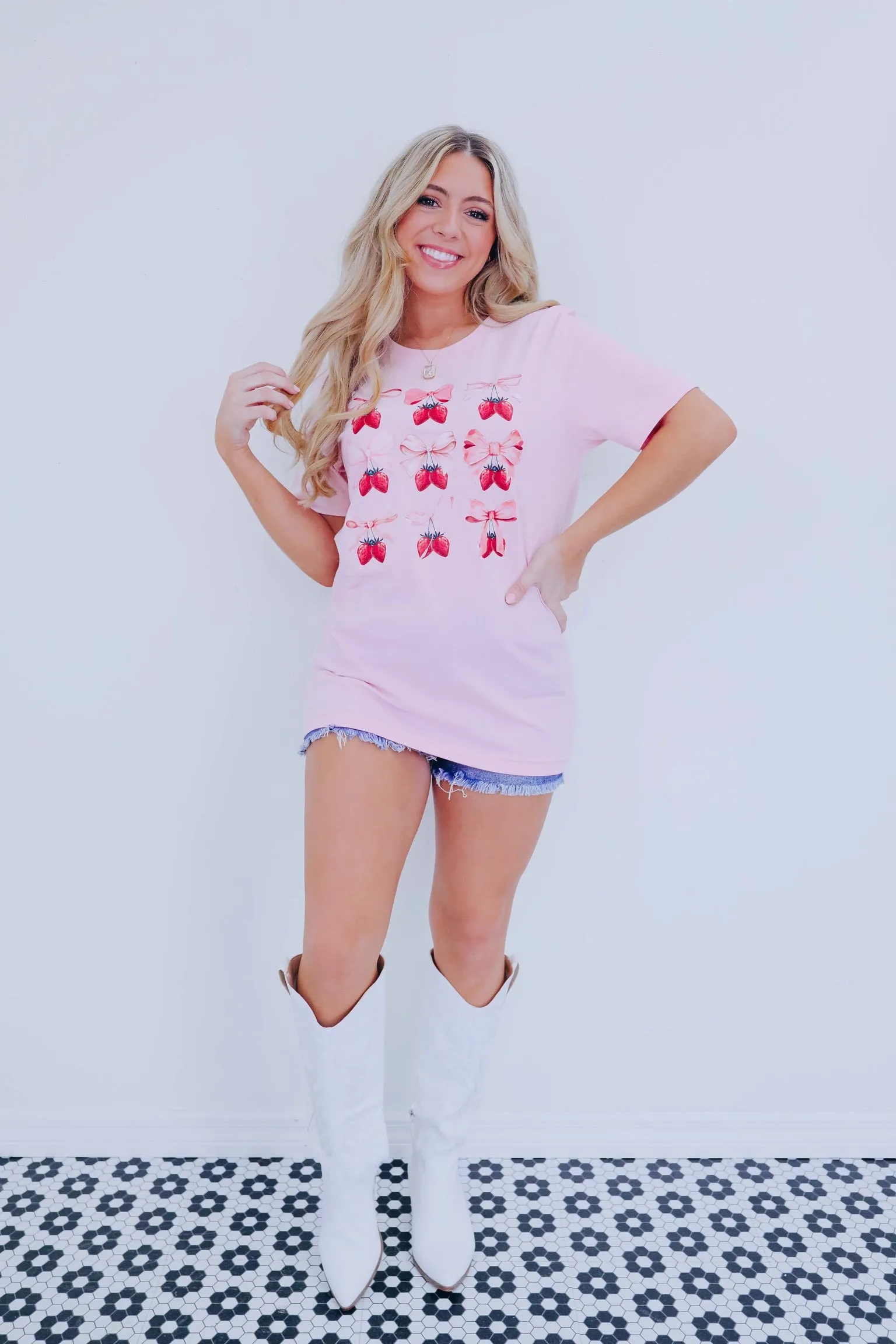 Strawberries And Bow Graphic Tee