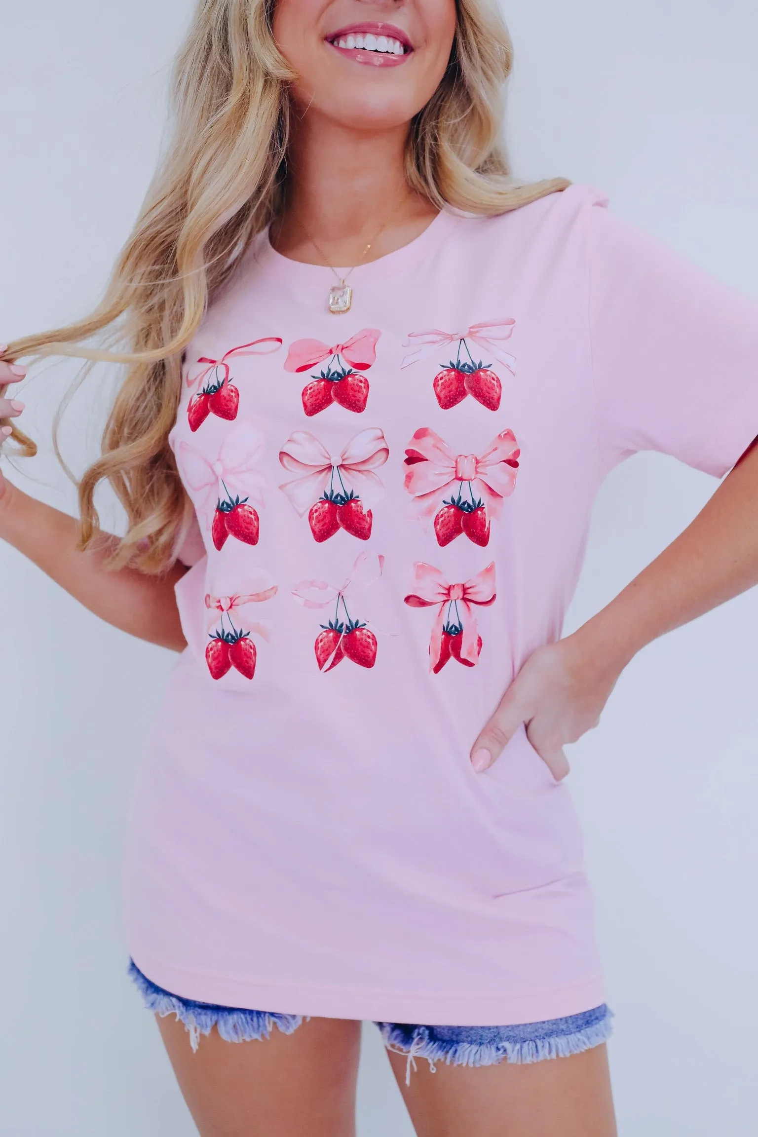 Strawberries And Bow Graphic Tee