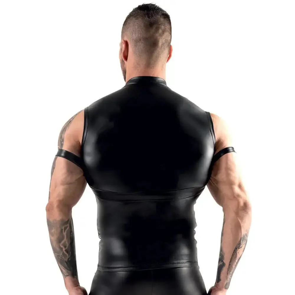 Svenjoyment Black Sleeveless Top with Chest Harness and Arm Loops