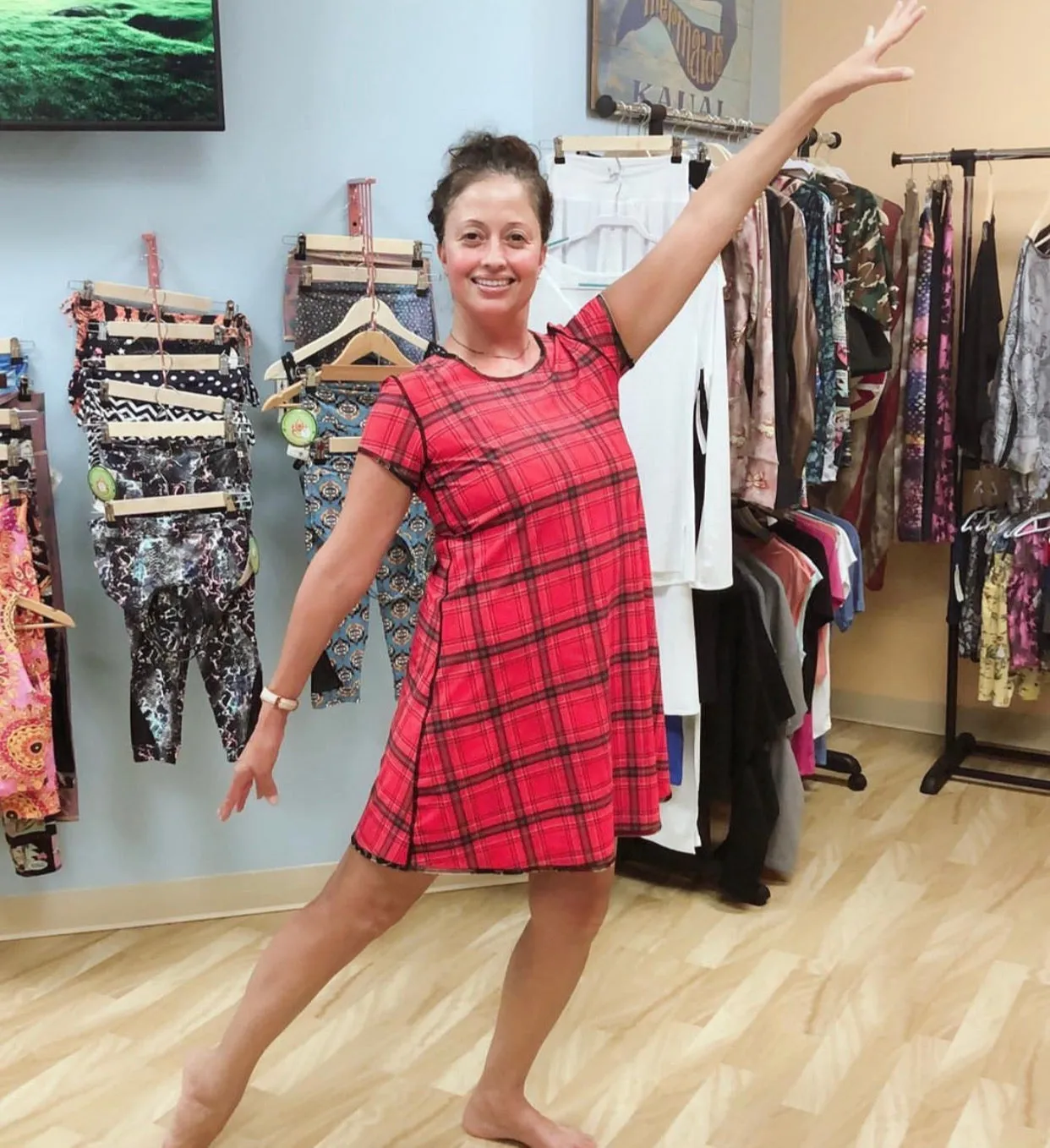SWING DRESS RED GEISHA/RED PLAID