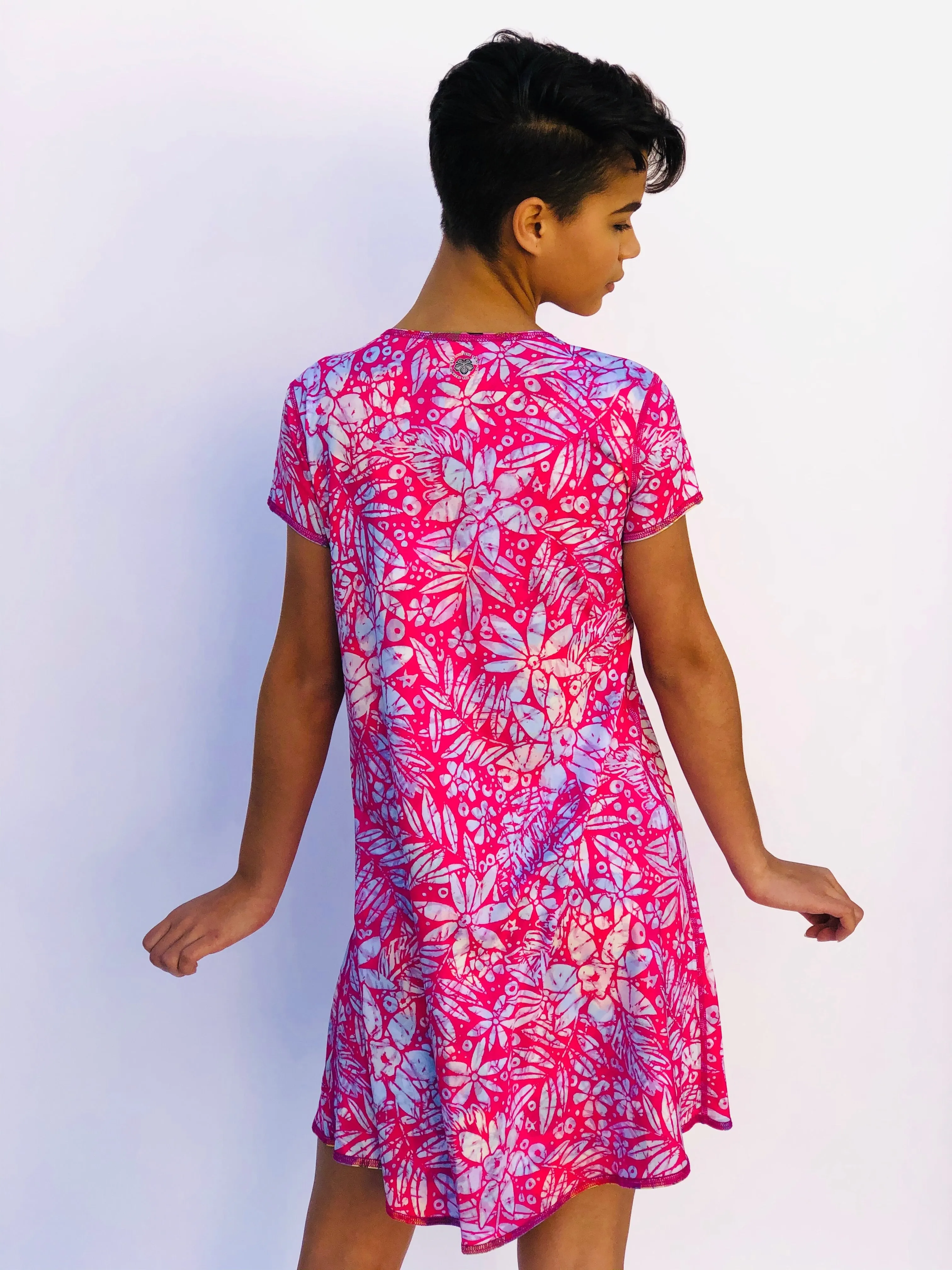SWING DRESS VINTAGE PINK HAWAII/PINK BATIK