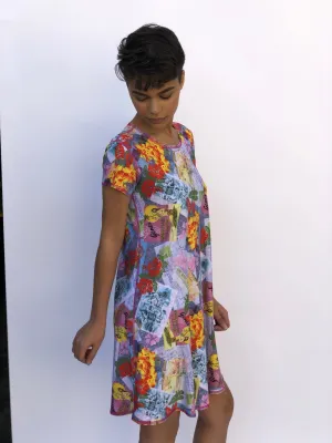 SWING DRESS VINTAGE PINK HAWAII/PINK BATIK