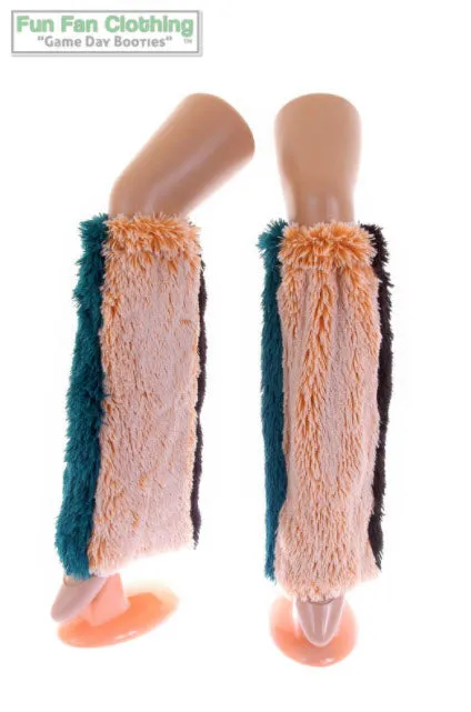 Teal, Gold & Black Faux Fur Leg Warmers - Game Day Booties