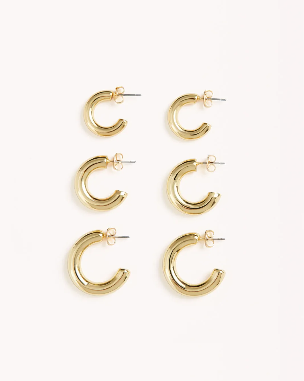TENILLE EARRINGS 3 PACK - GOLD PLATED 18K