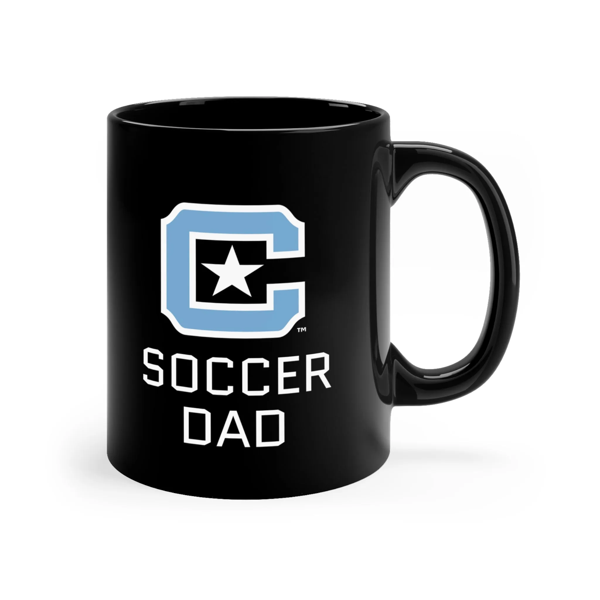 The Citadel Block C Logo, Club Sports Soccer Dad, Black Mug, 11oz