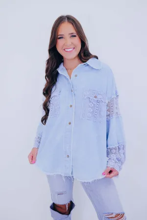 ***Tia Cotton Crochet Lace Shacket - 2 Colors SAMPLE