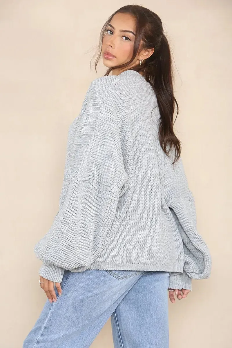 Versatile Knit Drop Shoulder Sweater Cardigan