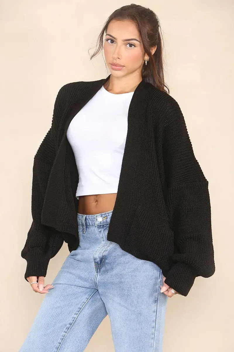 Versatile Knit Drop Shoulder Sweater Cardigan
