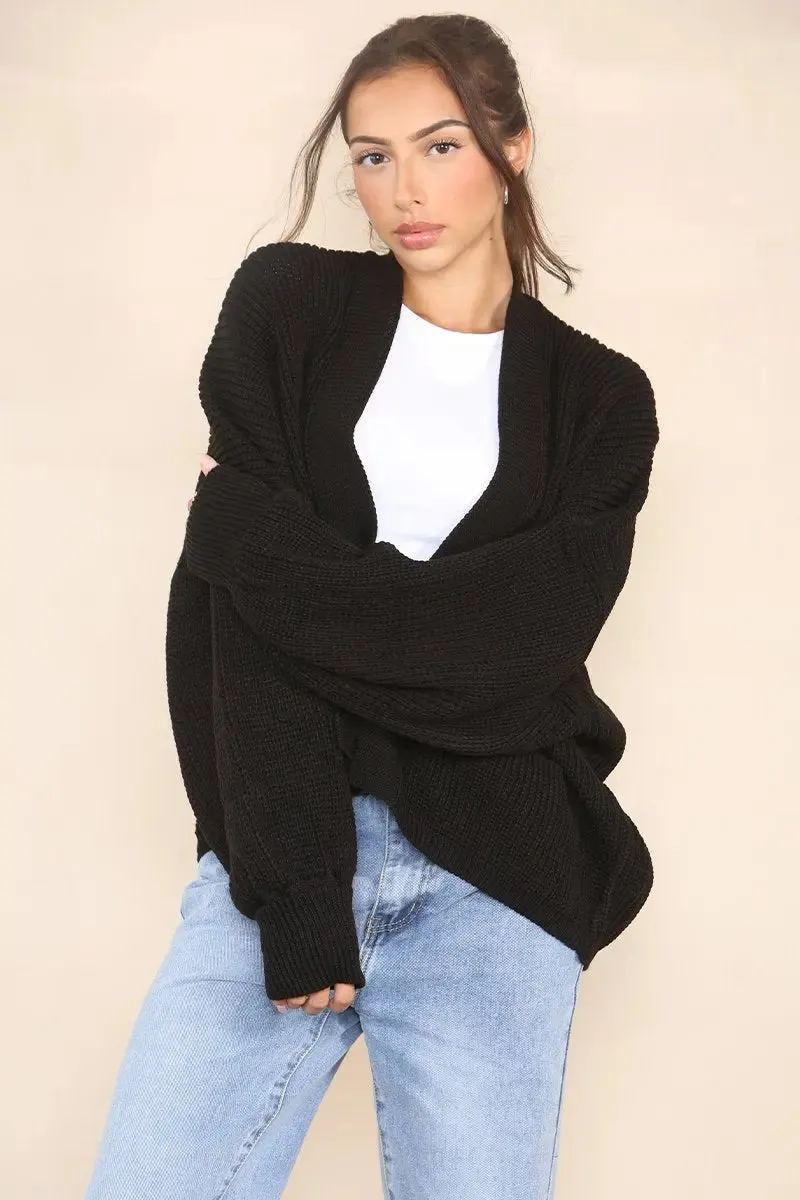 Versatile Knit Drop Shoulder Sweater Cardigan