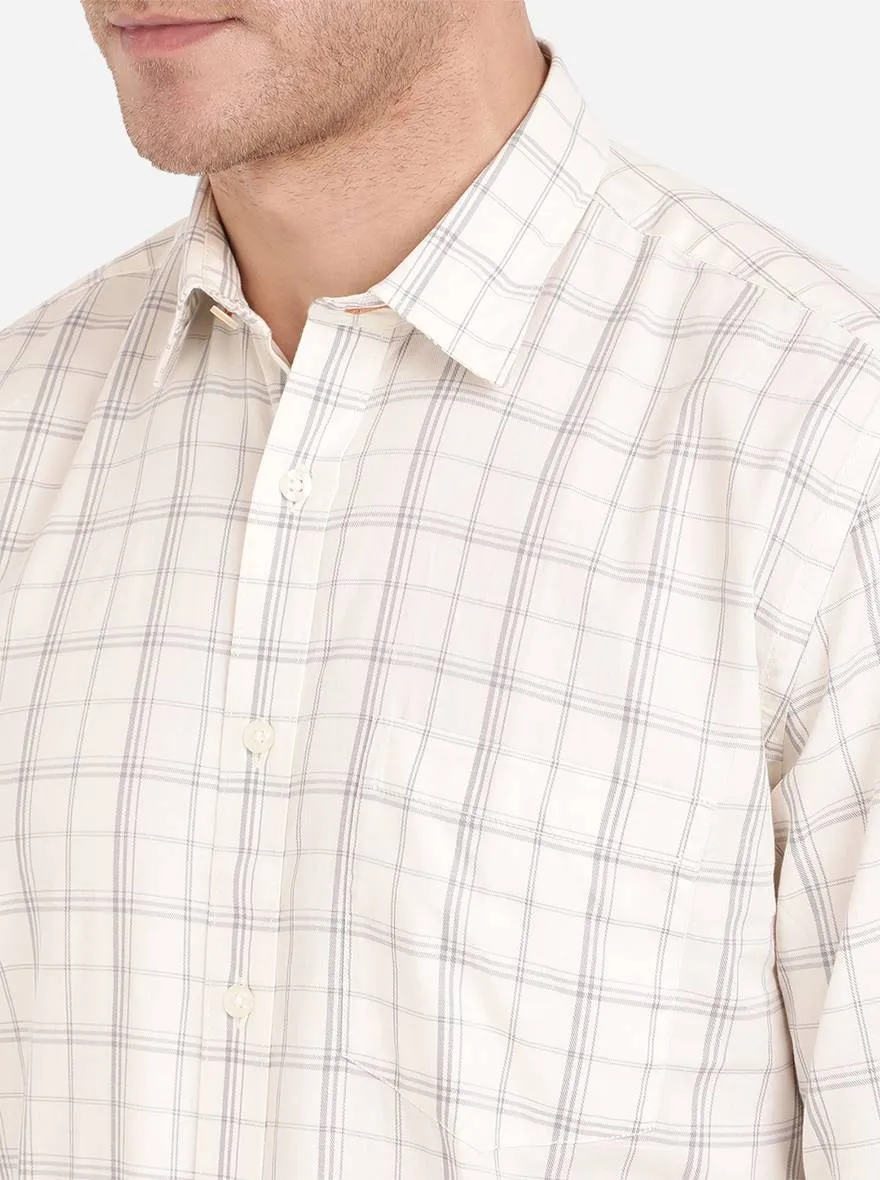 White Checked Slim Fit Casual Shirt | Greenfibre