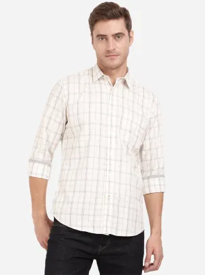 White Checked Slim Fit Casual Shirt | Greenfibre